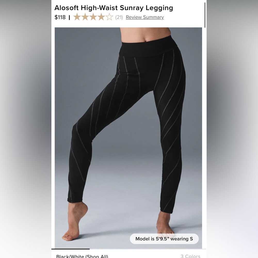 Alosoft High-Waist Sunray Legging- black & white - size S